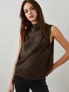 Kaleen Mock Neck Sleeveless Top in Dark Moss