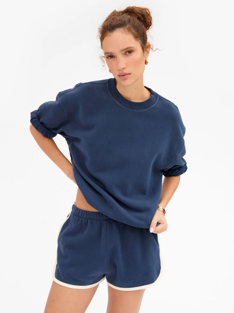Short Sleeve Oversized Sweatshirt in Navy