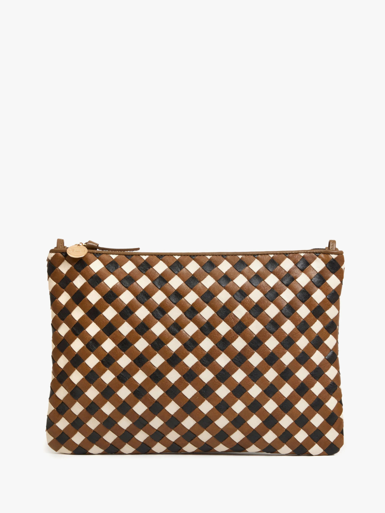 Flat Clutch w/Tabs in Oat Gingham