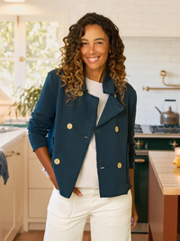 Mini Belfast Crop Peacoat in Vintage Navy