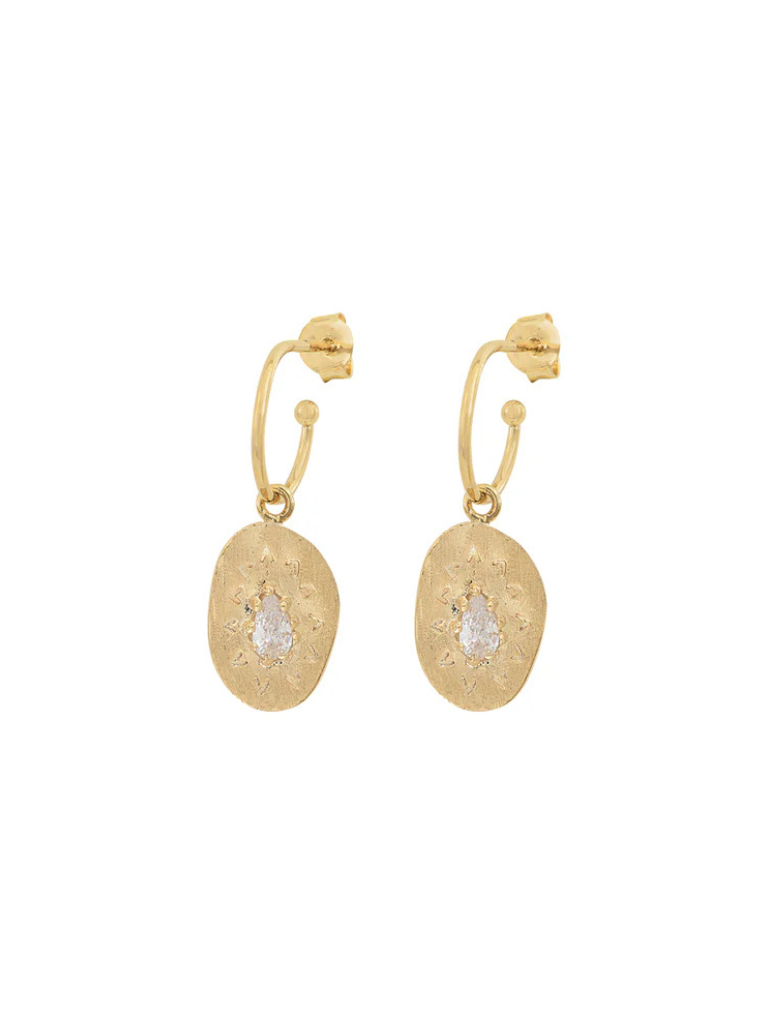 Felix Earrings in White Zircon/Gold