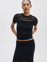 Britt Short-Sleeve Sweater in Black
