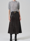 Cassia Leather Skirt in Chocolate Dark Brown