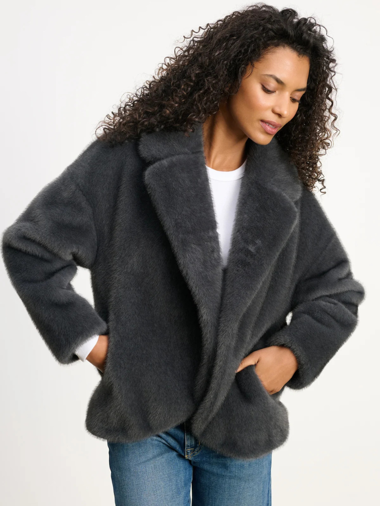 Carolyn Lux Fur Jacket in Slate