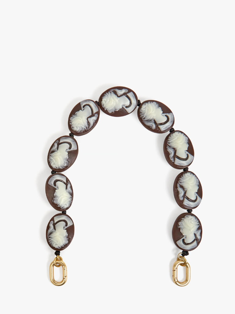 Shortie Shoulder Strap in Brown/Cream Cameo