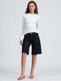 Essential Long Sleeve Rib Crew Neck In White