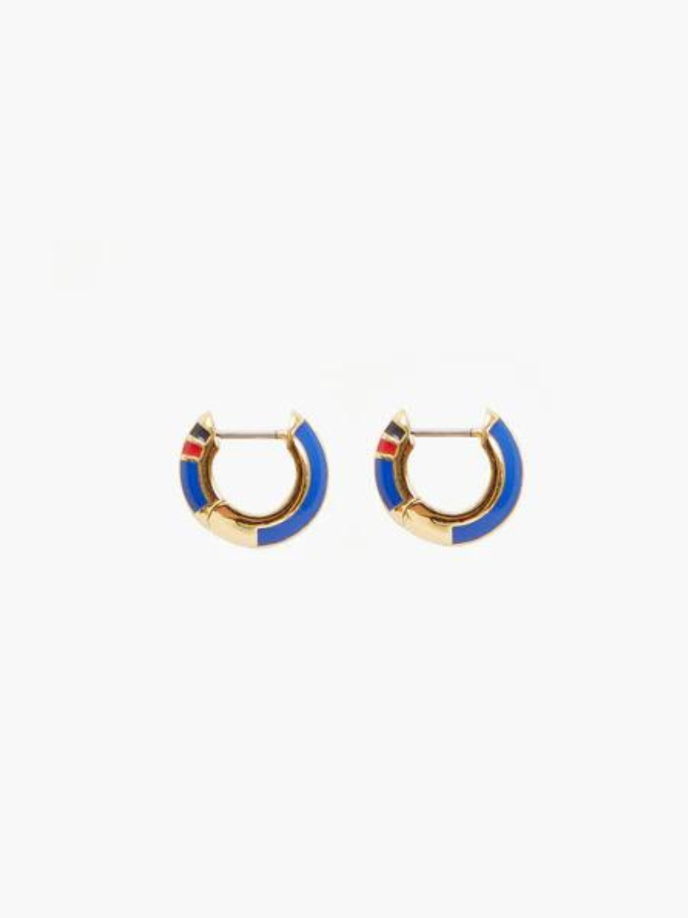 Le Huggie Earrings in Bright Cobalt w/ Gold