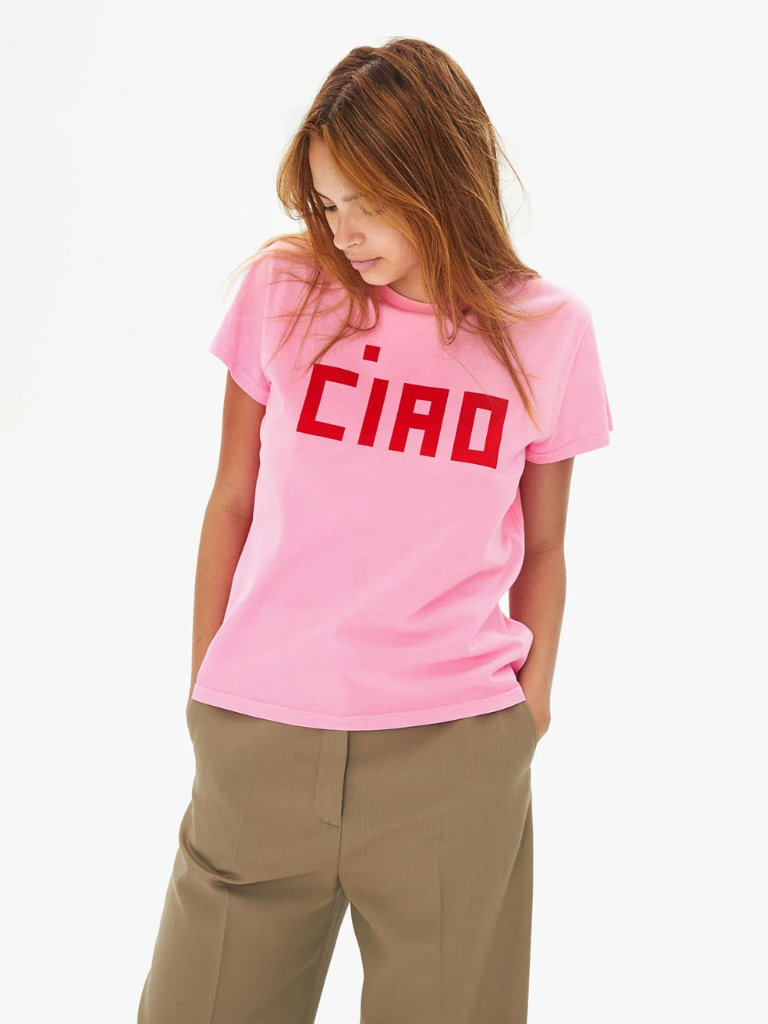 Ciao Classic Tee in Neon Pink/Poppy