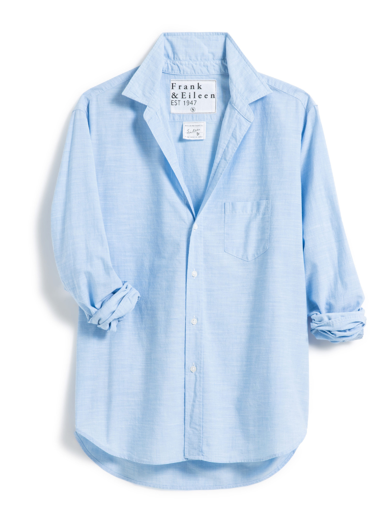 Eileen Relaxed Button-Up Shirt in Blue Chambray