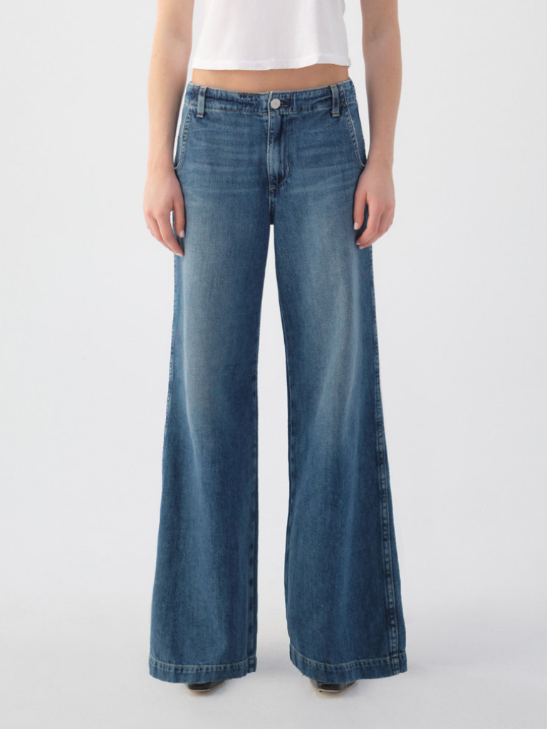 Edith Wide Leg Trouser Jean in Romance