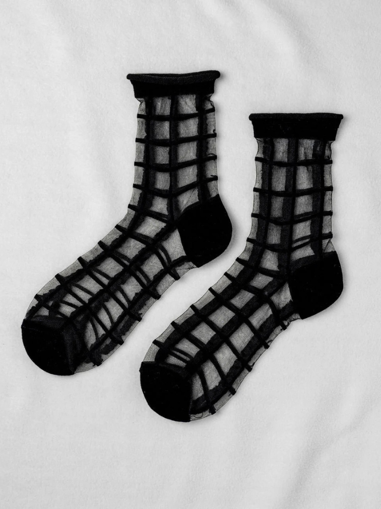 Sheer French Window Socks in Black
