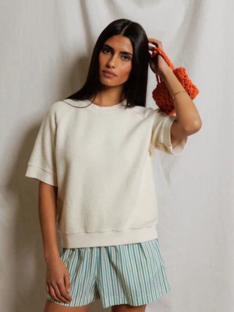 Ziggy Short Sleeve Crew in Bright Ivory