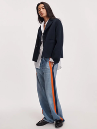 Miramar Terry Wide-Leg Track Pants in Orange/Navy
