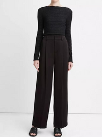 Satin Wide-Leg Pant in Black