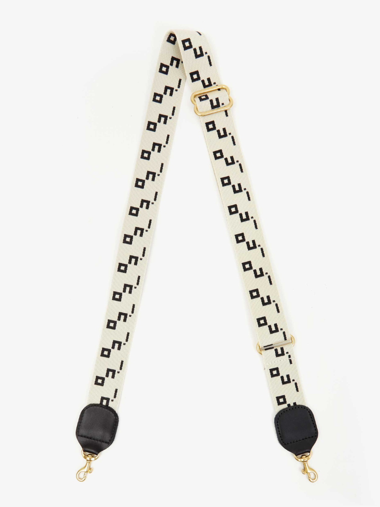 Adjustable Nylon Webbing Crossbody Strap in Cream w/Black Oui