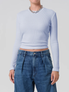 Pilar Waffle Crewneck in Periwinkle
