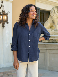 Eileen Button Down Lived in Linen in Navy