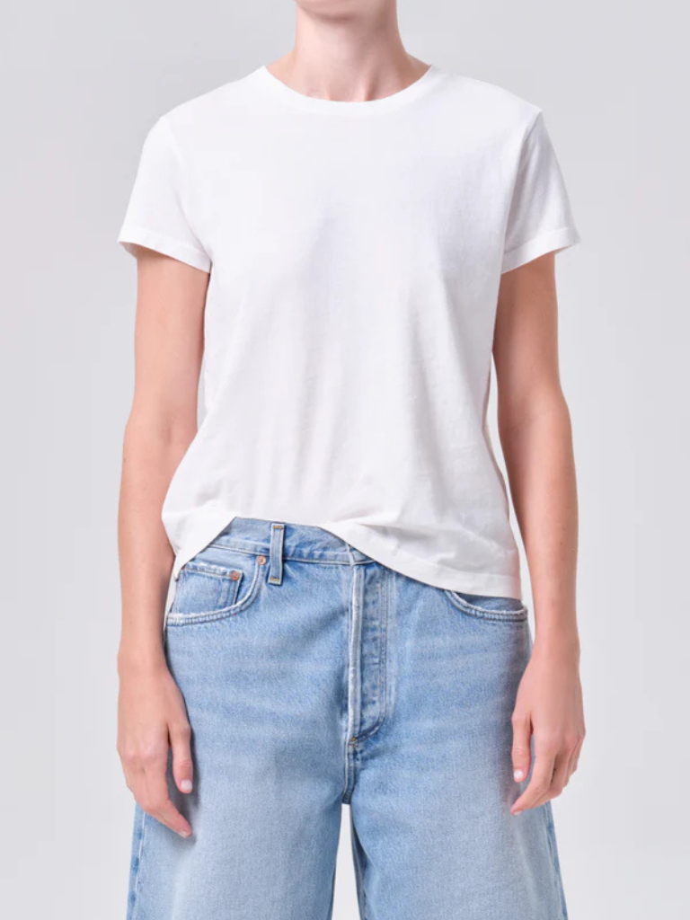 Adine Long Line Tee in White Ash