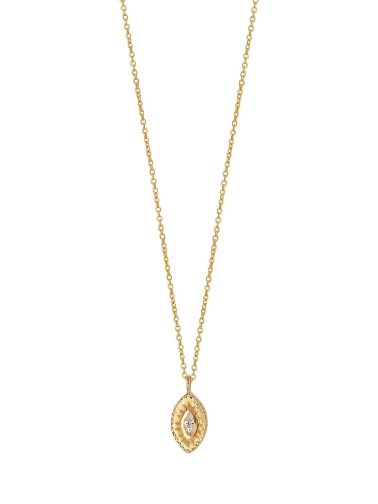 Pilar Necklace in White Zircon/Gold