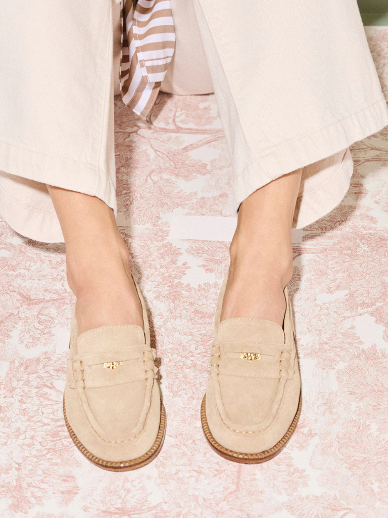 Elba Penny Loafer in Stucco Suede