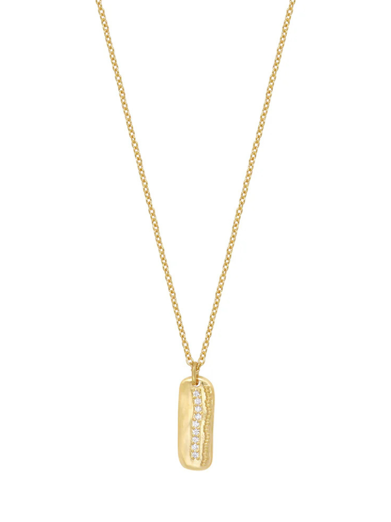 Mini Elvis Necklace in White Zircons/Gold