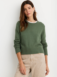 Lowen Distressed Pullover in Thyme