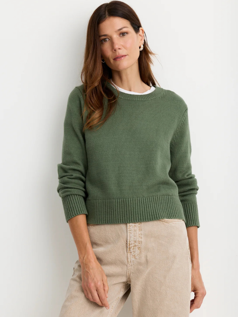 Lowen Distressed Pullover in Thyme