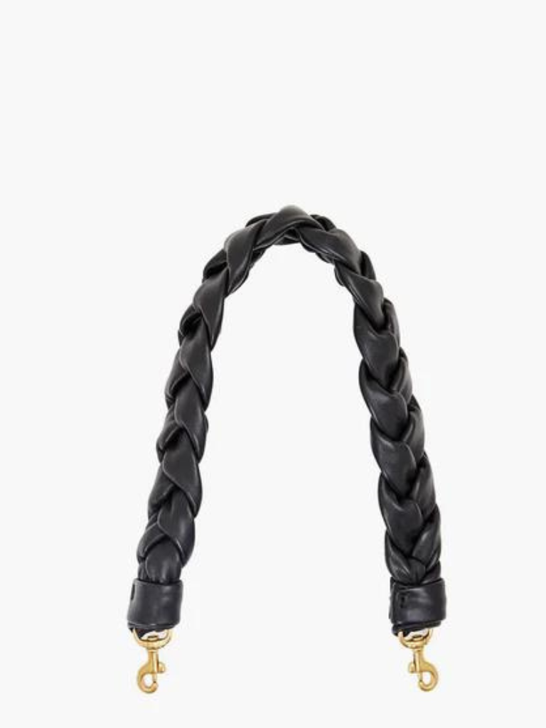 Braided Shoulder Strap in Black Nappa Leather