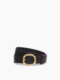 Audrey Leather Belt in Black/Gold