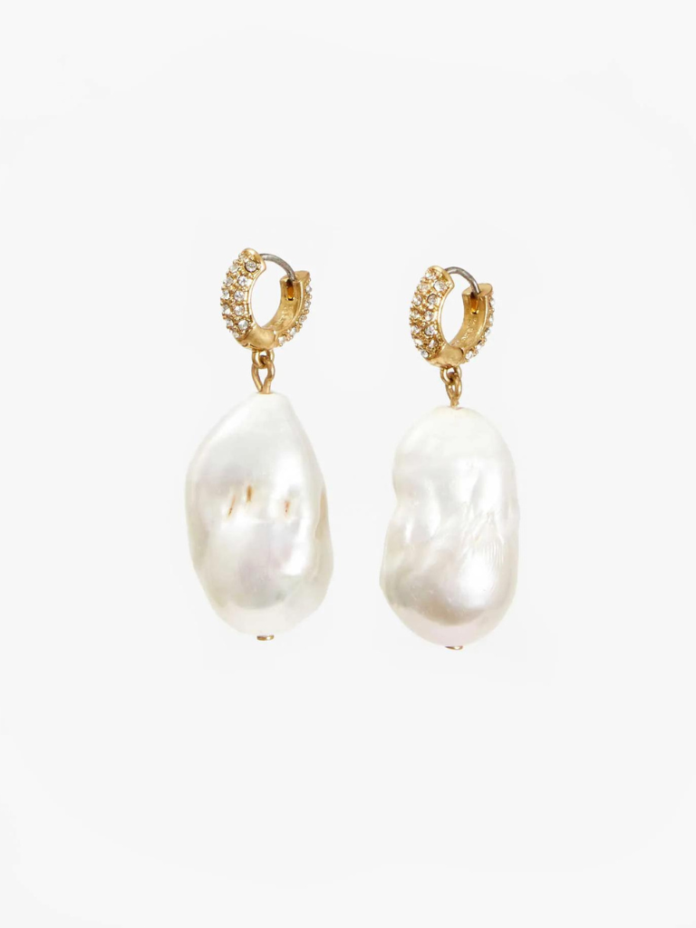 Baroque Pearl Earrings in Vintage Gold