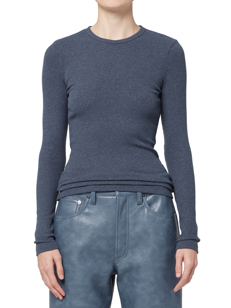 Delphi Long Sleeve Slim Tee in Blue Jay