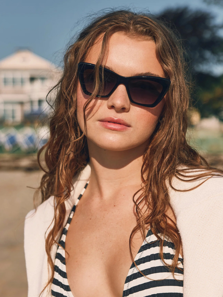 Brigitte NYLON Sunglasses in Black + Black & Crystal