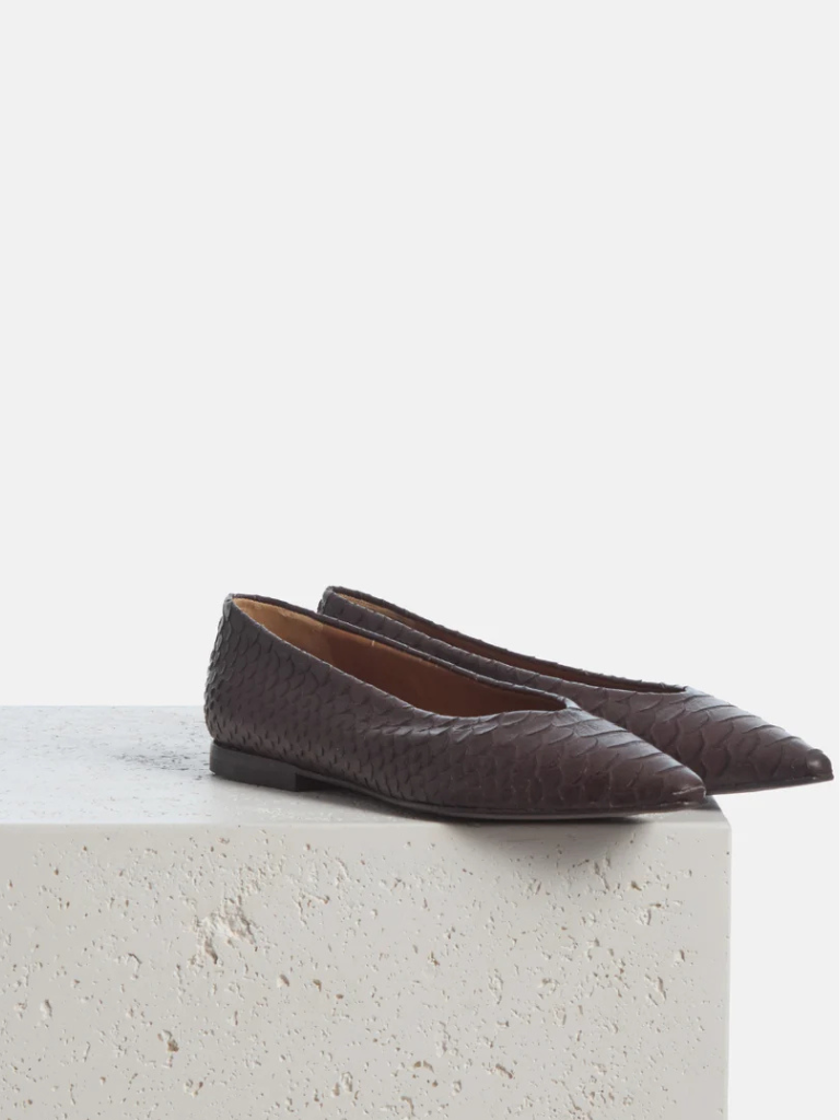 Cabnal Ballet Flat in Brown Python