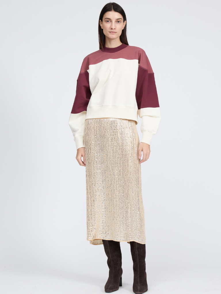 Lili Beaded Skirt in Beige