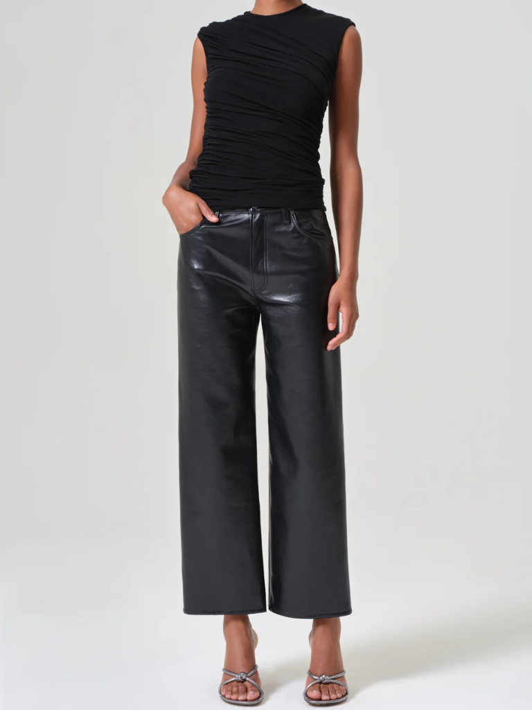 Ren High Rise Wide Leg Jean in Recycled Leather in Detox