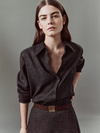Italian Jaspe Relaxed Button-Front Shirt in Heather Grey