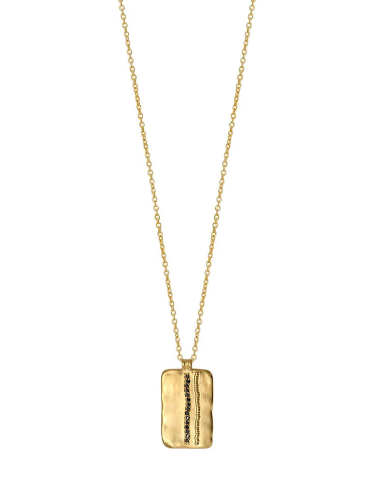 Elvis Necklace in Black Zircons/Gold