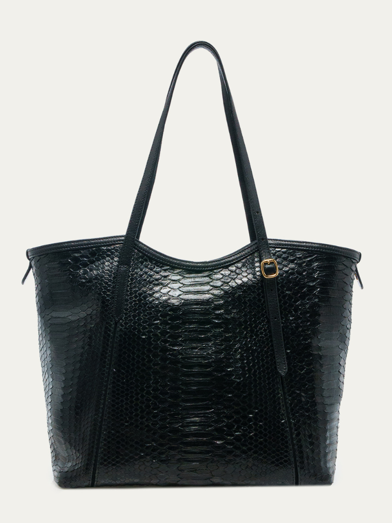 India Python Tote in Black
