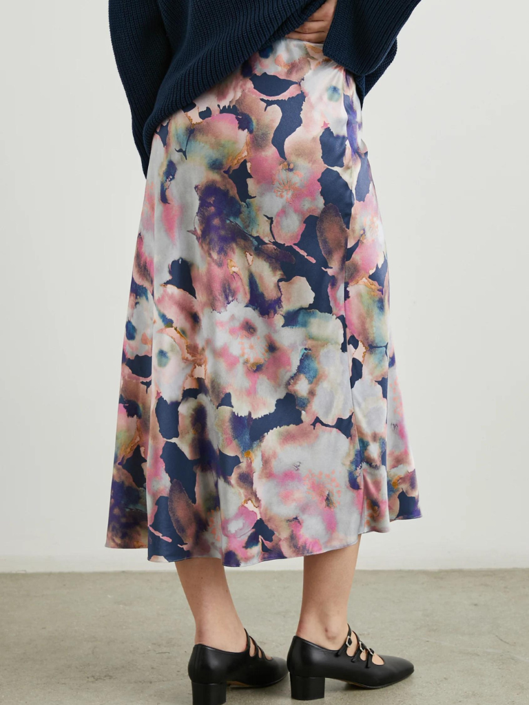 Anya Midi Skirt in Midnight Verbena