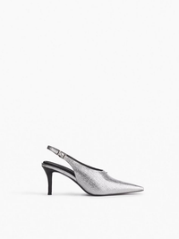 Mercer Leather Slingbacks in Silver