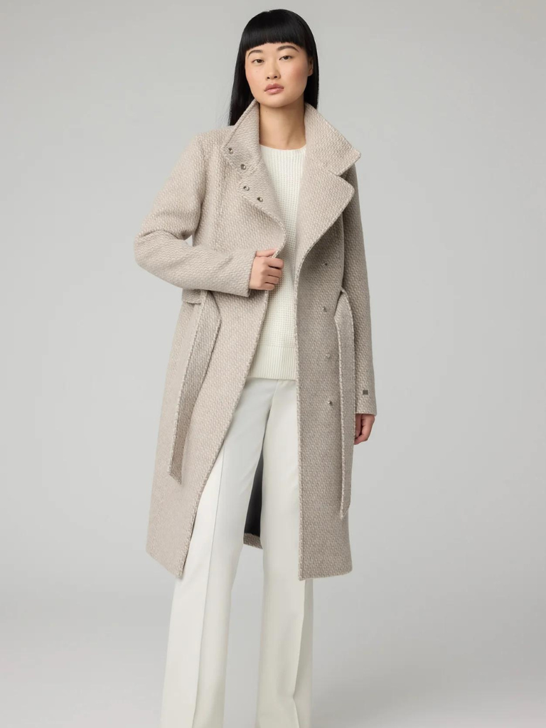 Genie Semi-Fitted Wool Coat With Belt in Hush