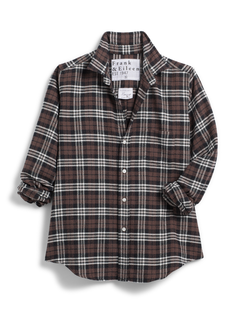 Barry Woven Button Up in Black, Brown, White Plaid