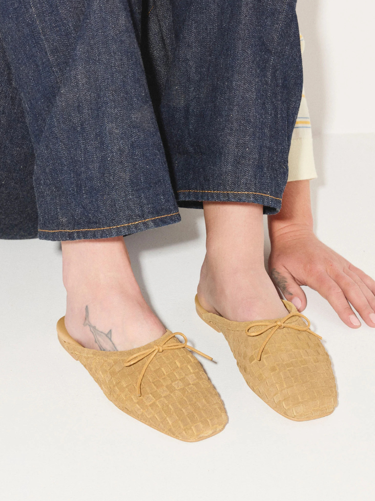 Cammie Woven Mule in Biscuit Woven Suede