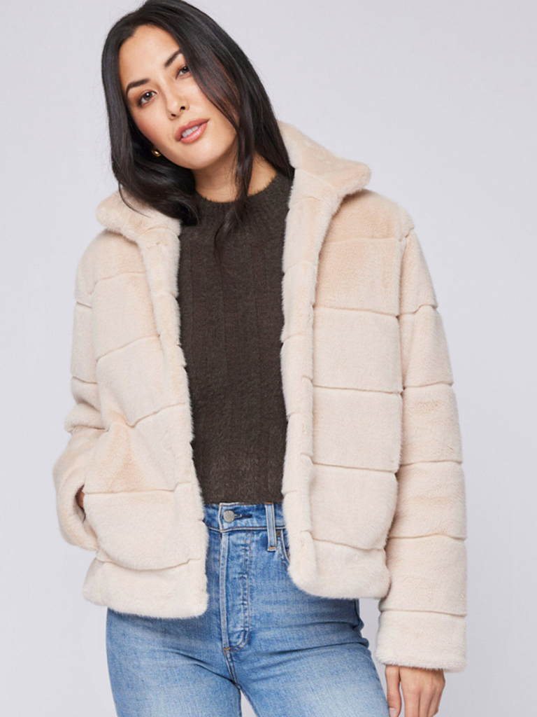 Ellington Clipped Faux Fur Jacket in Bone