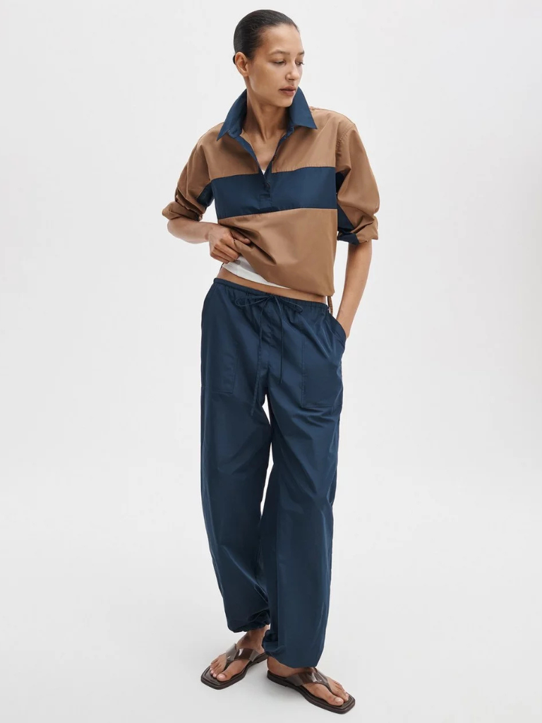 Claire Taffeta Pant in Deep Blue