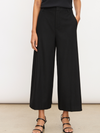 Mid-Rise Brushed Flannel Culotte in Black