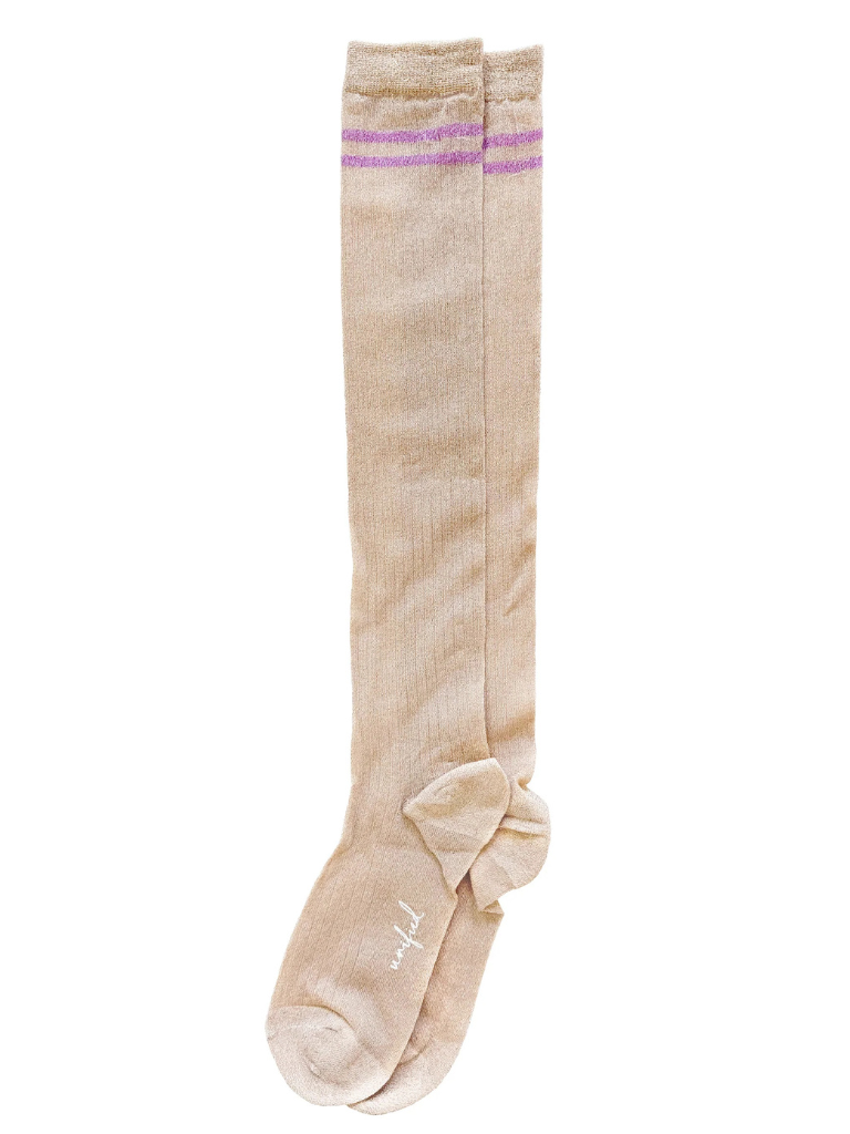 Tall Shimmer Socks in Gold Bisque