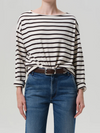 Boat Neck Long Sleeve in Chocolate Stripe