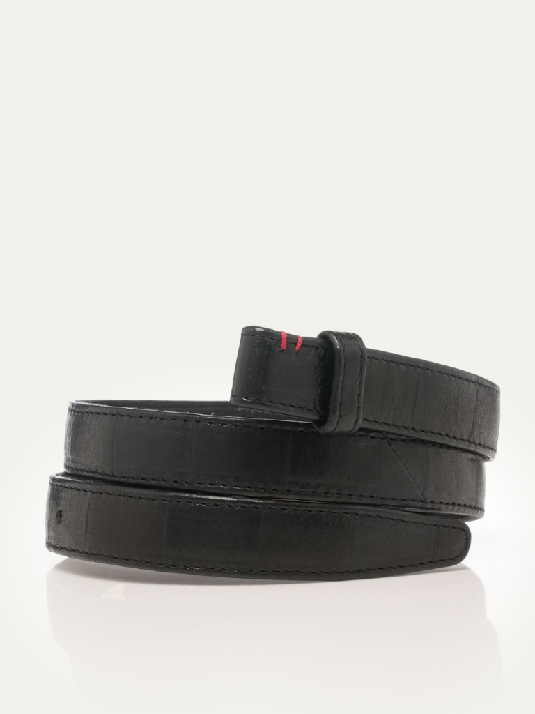 Baby Embossed Leather Belt in Black