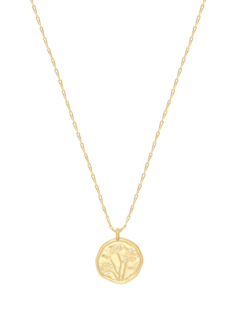 Poppy Necklace in White Zircon/Gold